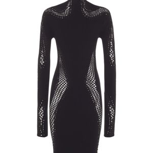 Mugler long-sleeve open-knit minidress